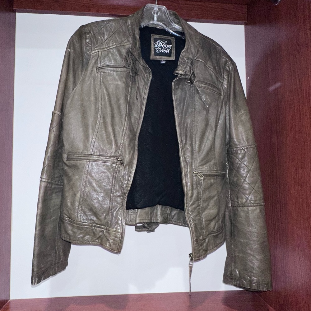 Olivey brown leather jacket